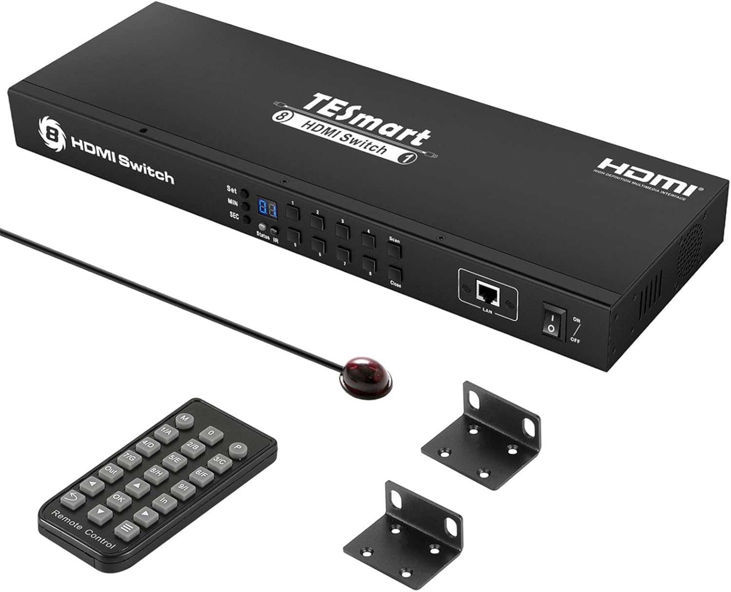 8 in 1 Out 4K HDMI Switch with Rack-Ears Black E1668