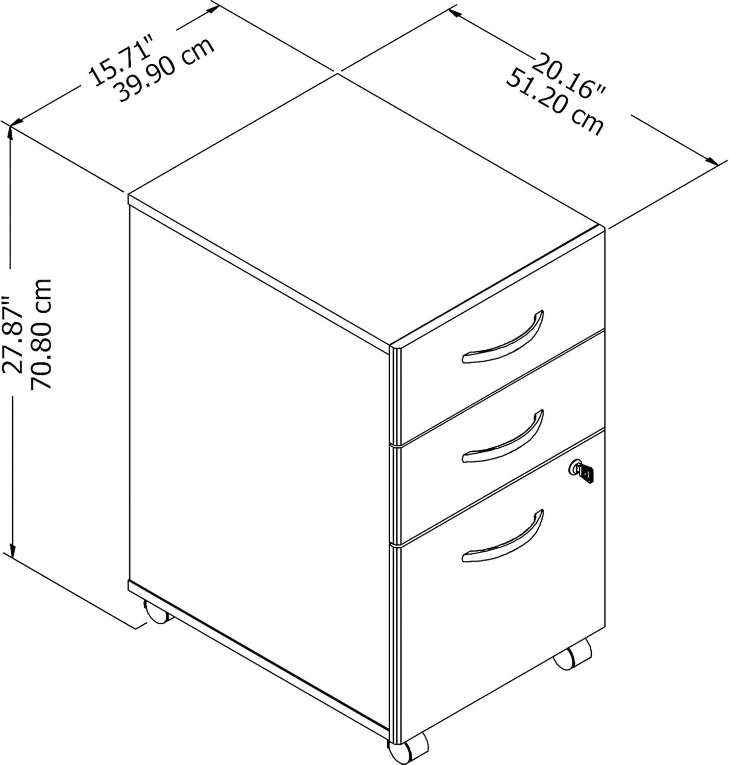 3 Drawer Mobile File Cabinet Sand Oak T9307