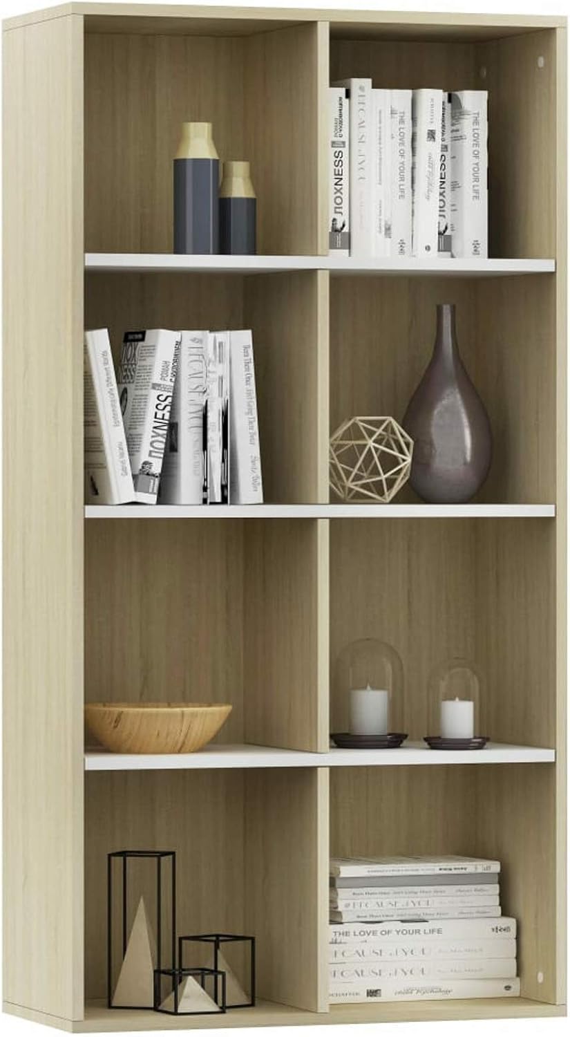 White and Sonoma Oak Book Cabinet Sideboard 26inch x11.8inch x51.2inch F324