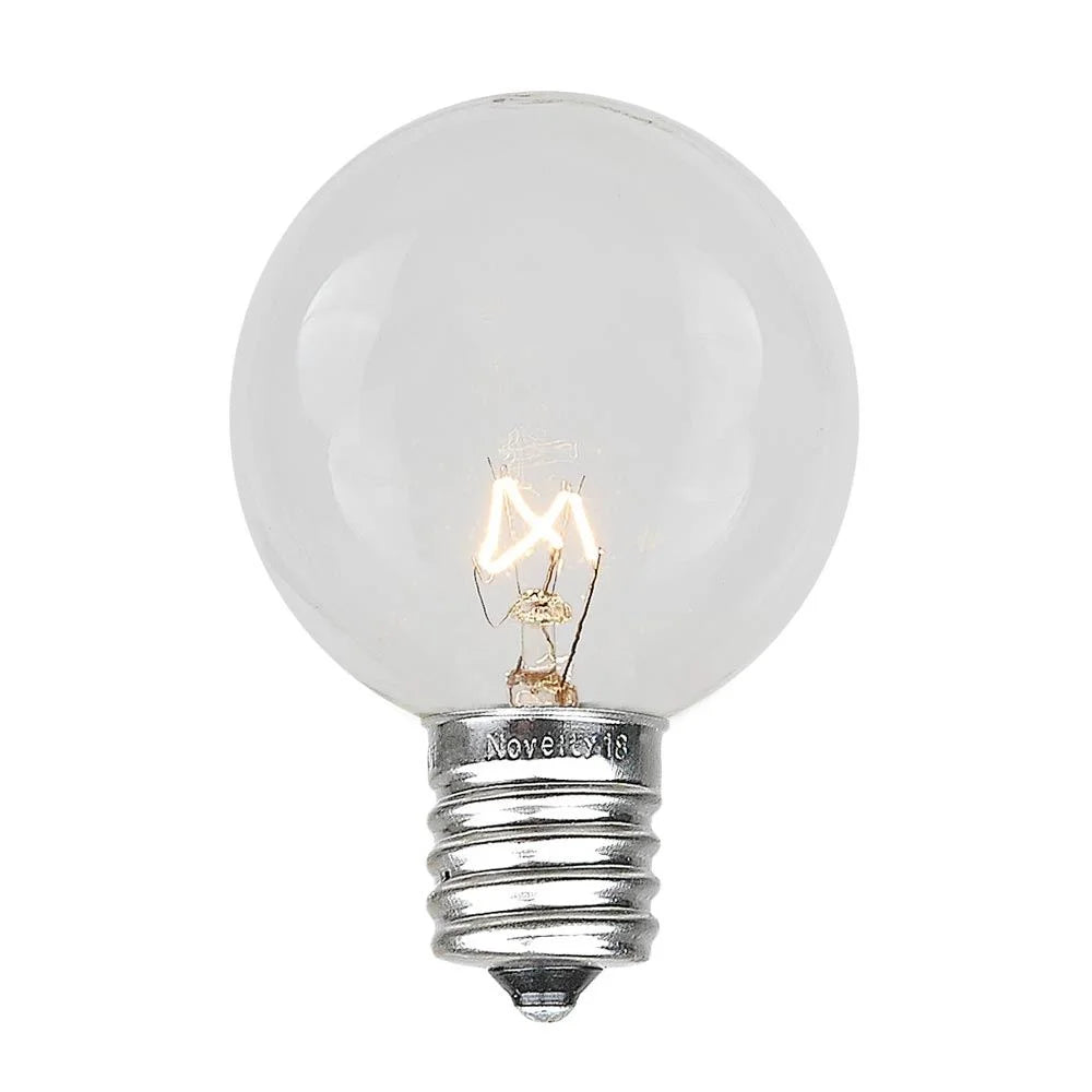 25' Clear Incandescent G50 Globe String Lights, Black Wire, 25 Sockets P299