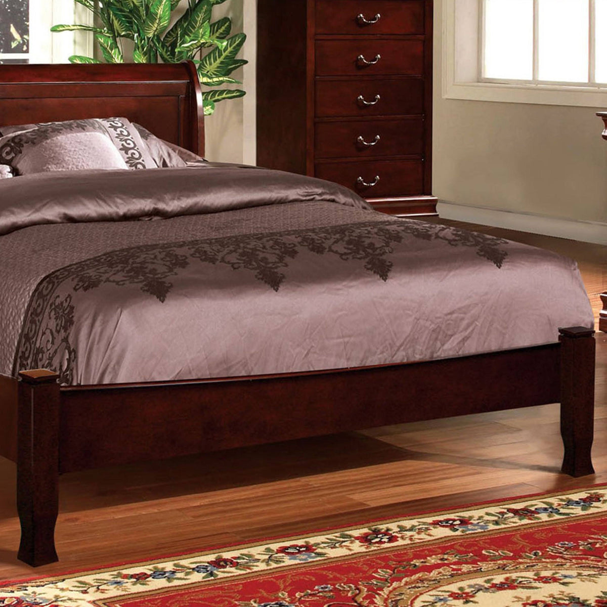 Cherry Red Paneled Platform Bed Twin M612