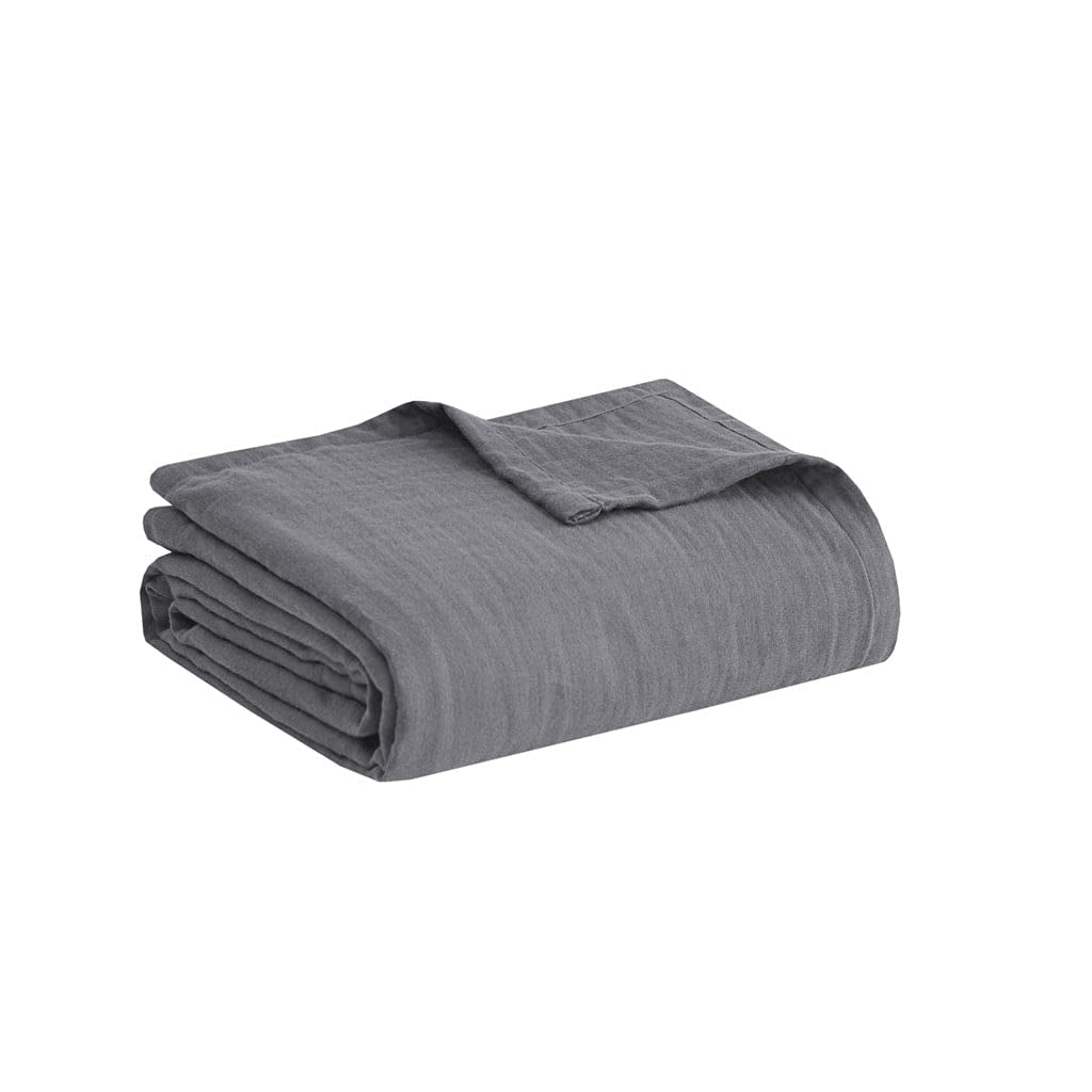Casual Cotton Gauze Blanket with Charcoal Finish D4280