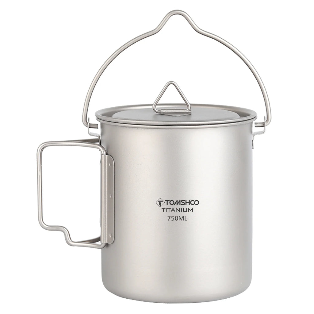 Titanium Pot 750ml with Lid and Foldable Handles L741590