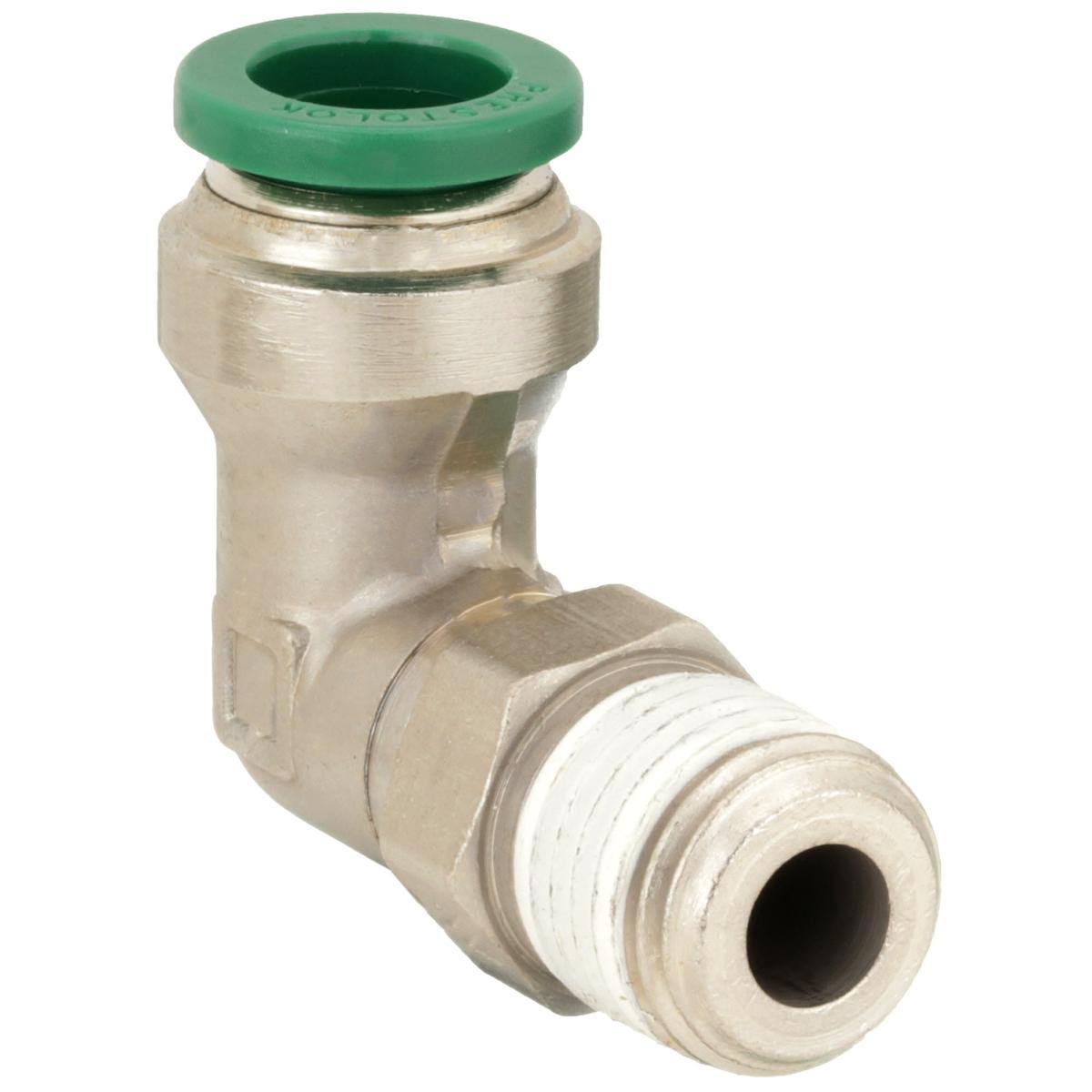 Nickel Plated Brass Swivel Elbow, 90 Degrees, 1/2 in Tube Size N303379