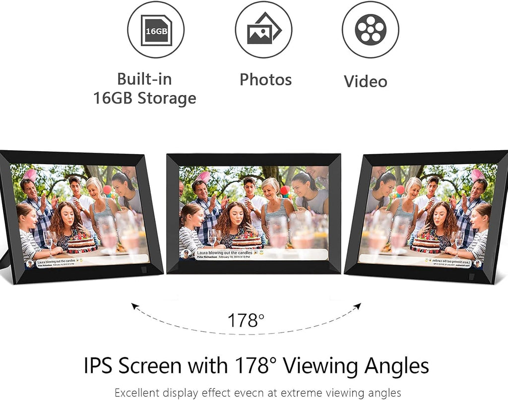 Digital Photo Frame WiFi 8 Inch Touch Screen 16GB Storage U49428
