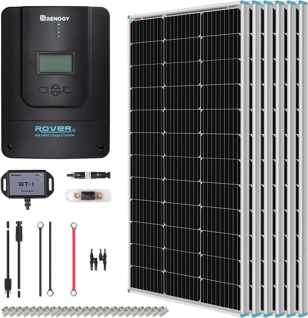 400 Watt 12 Volt 4 Pcs 100W Panel 40A MPPT Charge Controller Bluetooth Module Mounting Z Brackets Adaptor Kit Tray Cables Set Solar Power System J20521