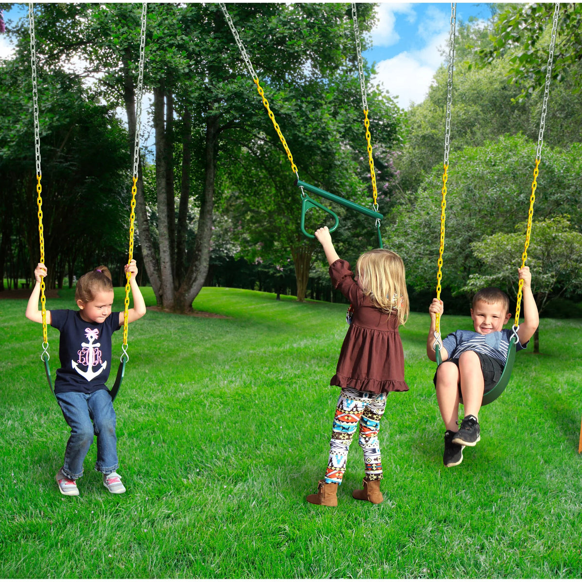 Wooden Swing Set with Monkey Bars and Picnic Table Q359