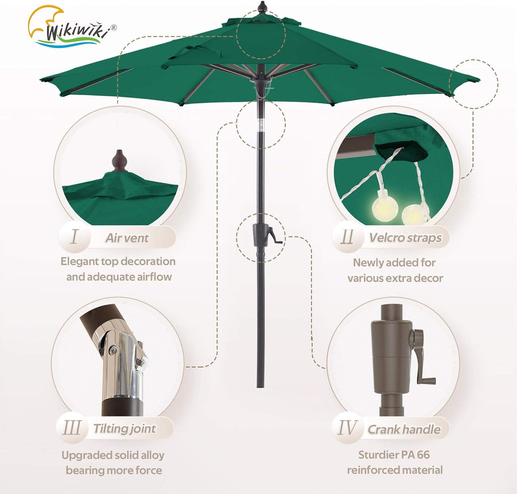 9 FT Forest Green Olefin Market Umbrella A808242
