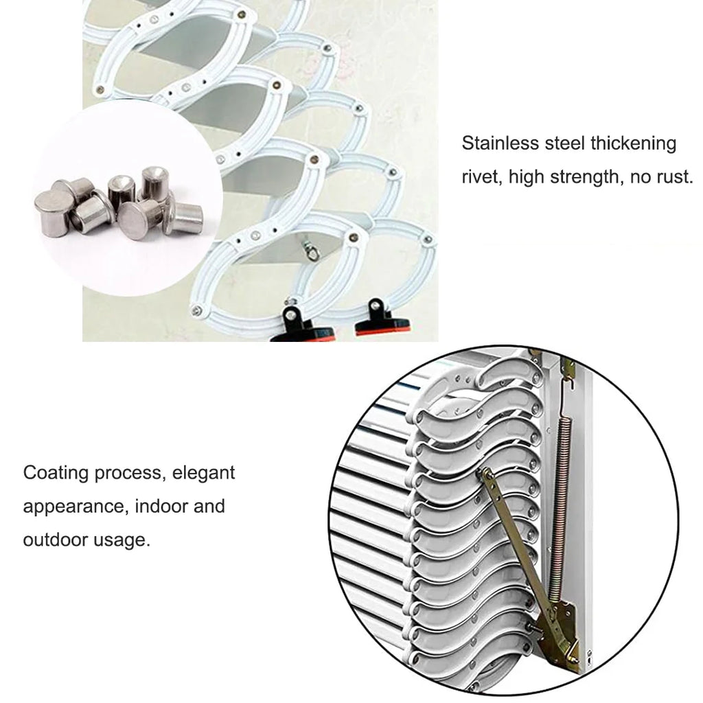 White Al-mg Alloy Wall Mounted Folding Attic Ladder P44986