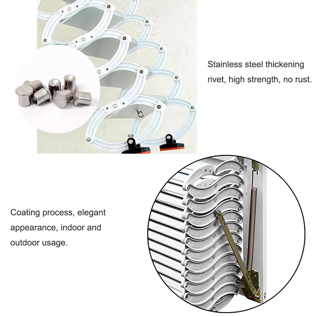White Al-mg Alloy Wall Mounted Folding Attic Ladder P44986
