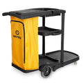 Black Housekeeping Cleaning Cart with Shelves and Vinyl Bag P783971