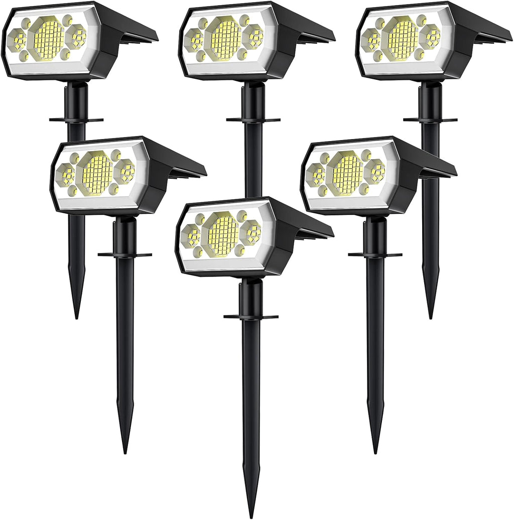 6 Pack Cold White 62 LED Solar Landscape Spotlights I3477