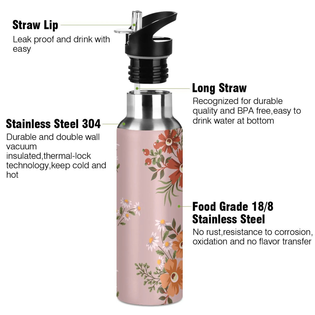 Stainless Steel Insulated Water Bottle with Straw Lid I98110