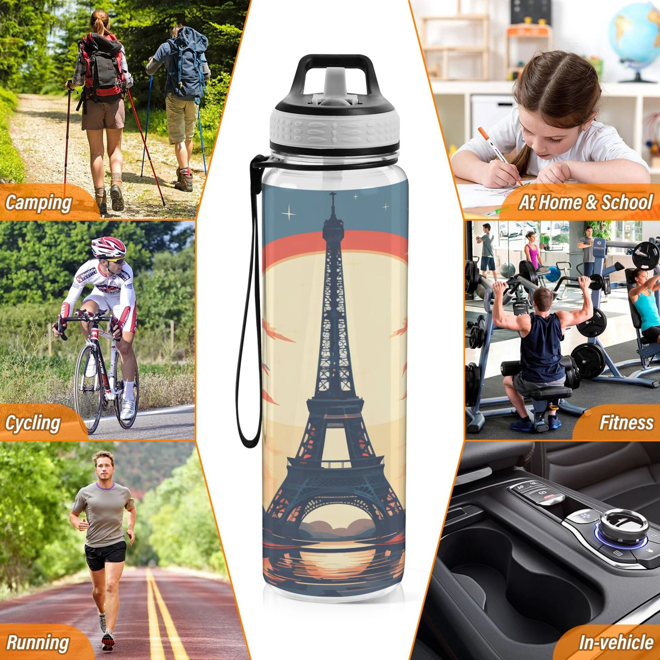 32oz Leakproof Tritan Sports Water Bottle with Straw I7567