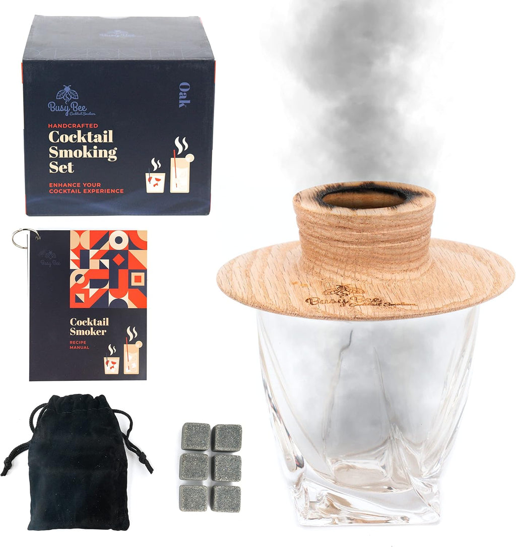 Oak Cocktail Smoker Mixology Bartender Kit with Torch, Whisky Glass & Whiskey Stone, Aromatic Woods Pack of 2 X3059