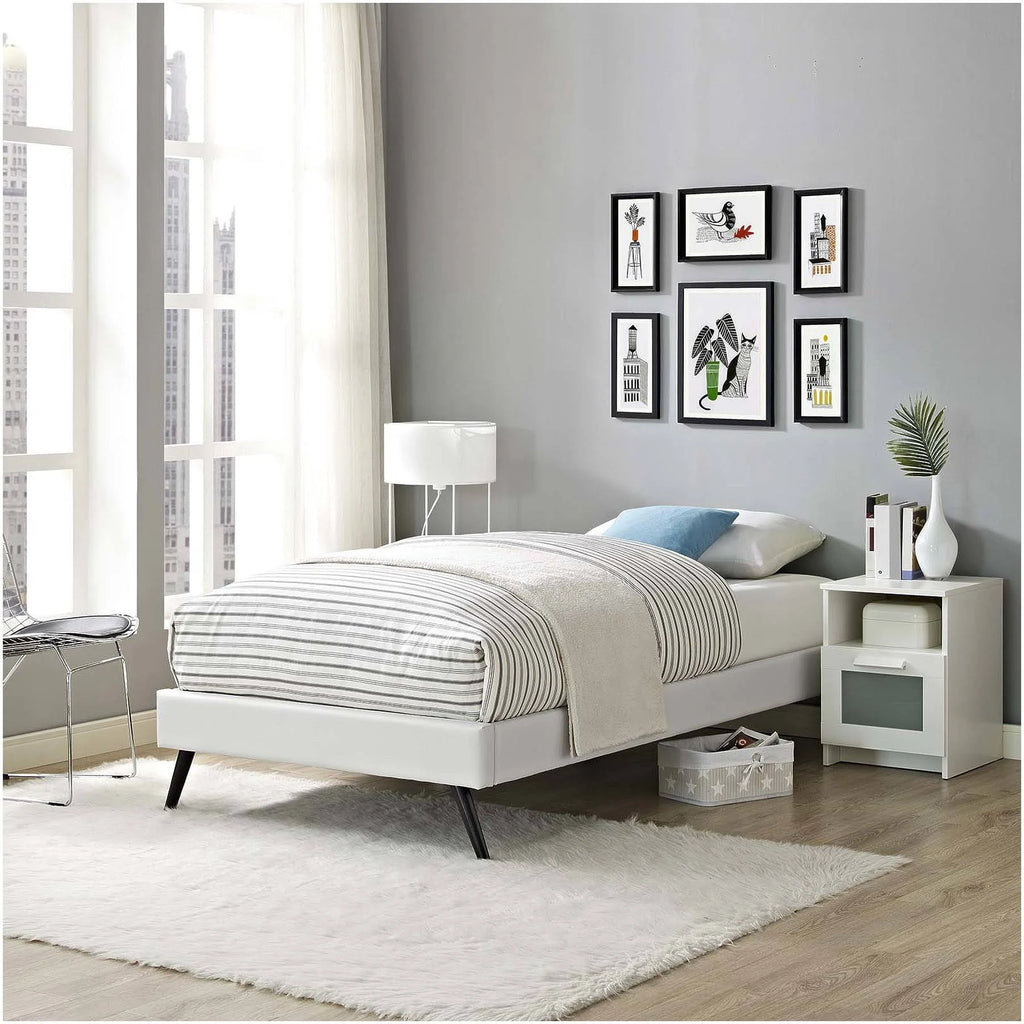 Twin Vinyl Bed Frame with Round Splayed Legs K111342