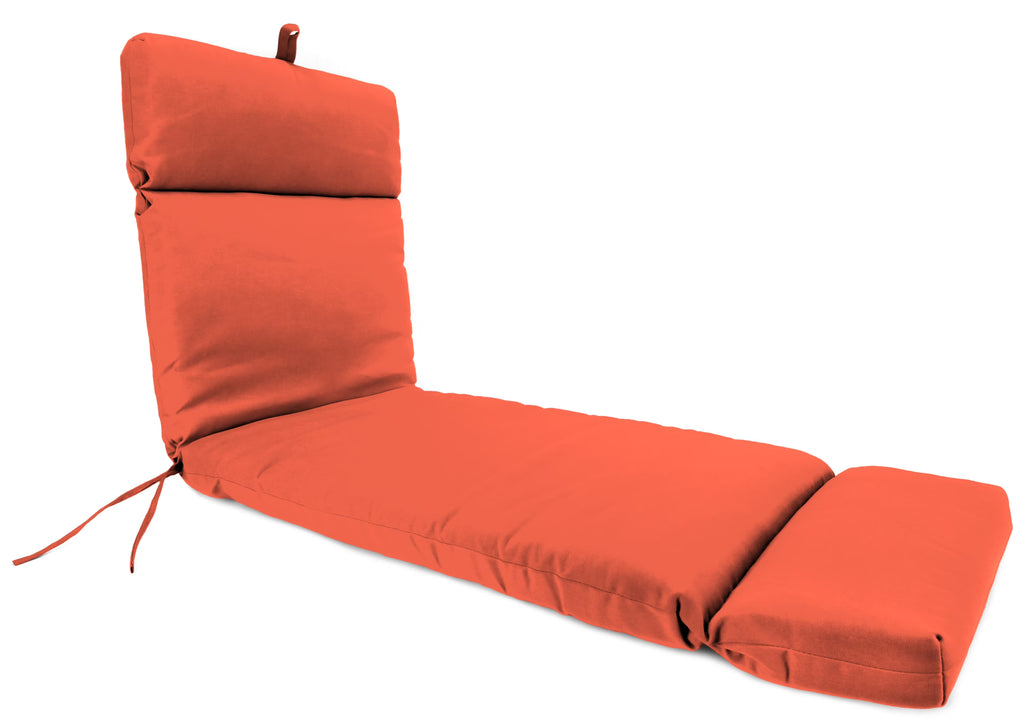 Melon Orange Solid Rectangular Outdoor Chaise Lounge Cushion with Ties and Hanger Loop O84596