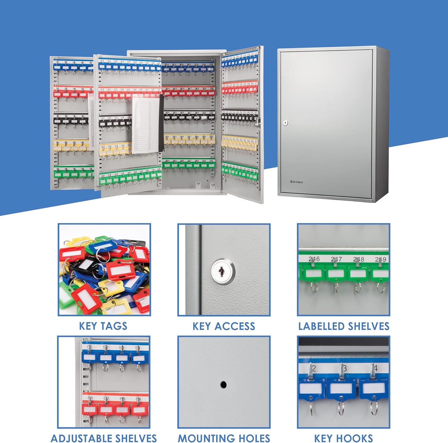 Key Lock Adjustable Key Cabinet Lock Box Grey B7657