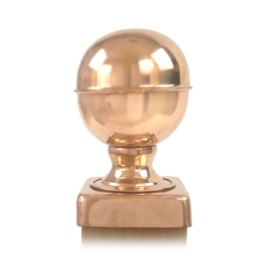 Copper Ball Top Slip Over Fence Post Cap, Brown S2257