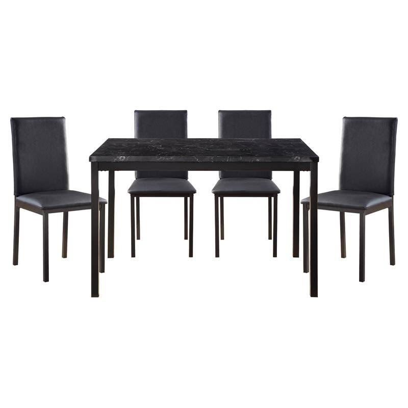 5-Piece Metal Dining Set in Black T442