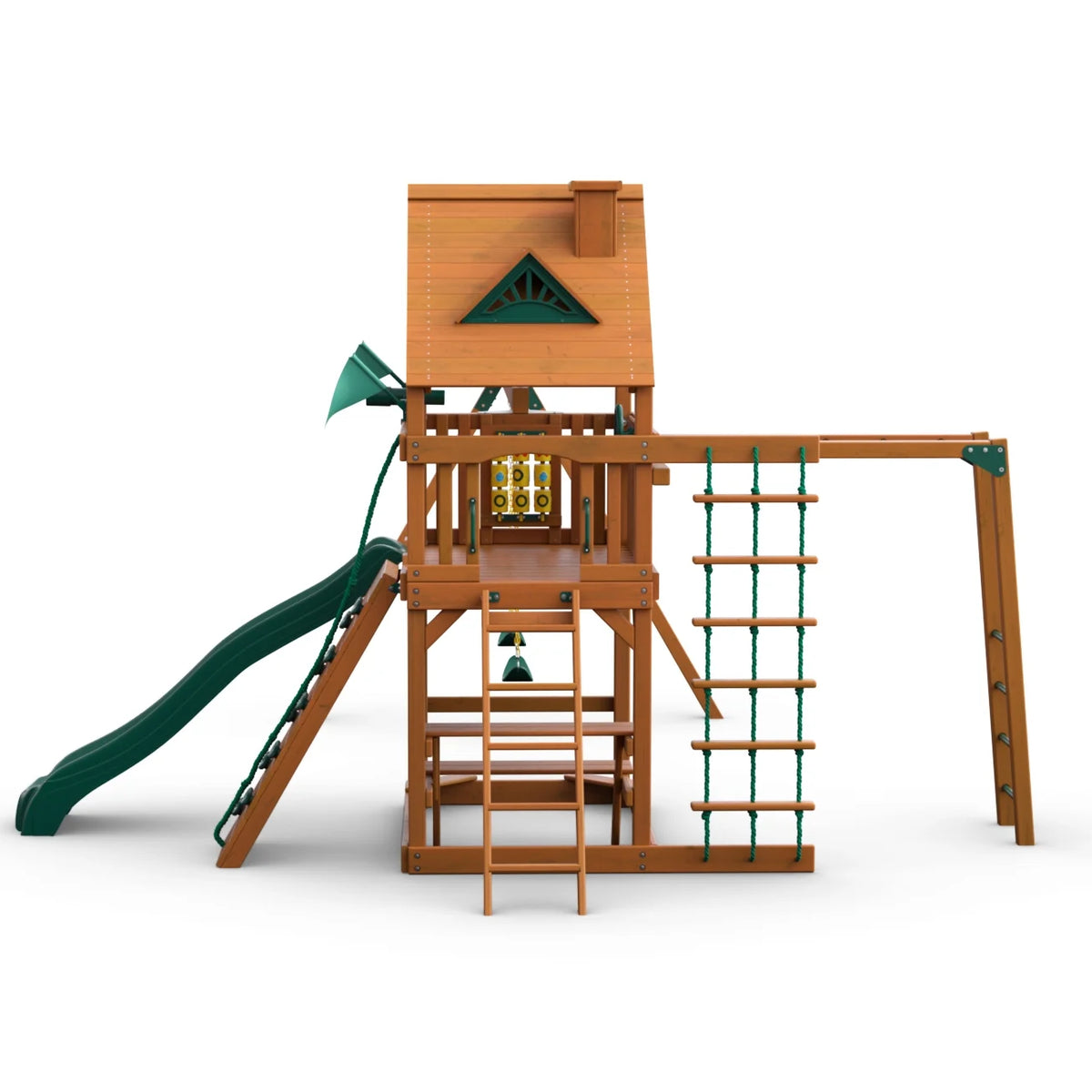 Wooden Swing Set with Monkey Bars and Picnic Table Q359