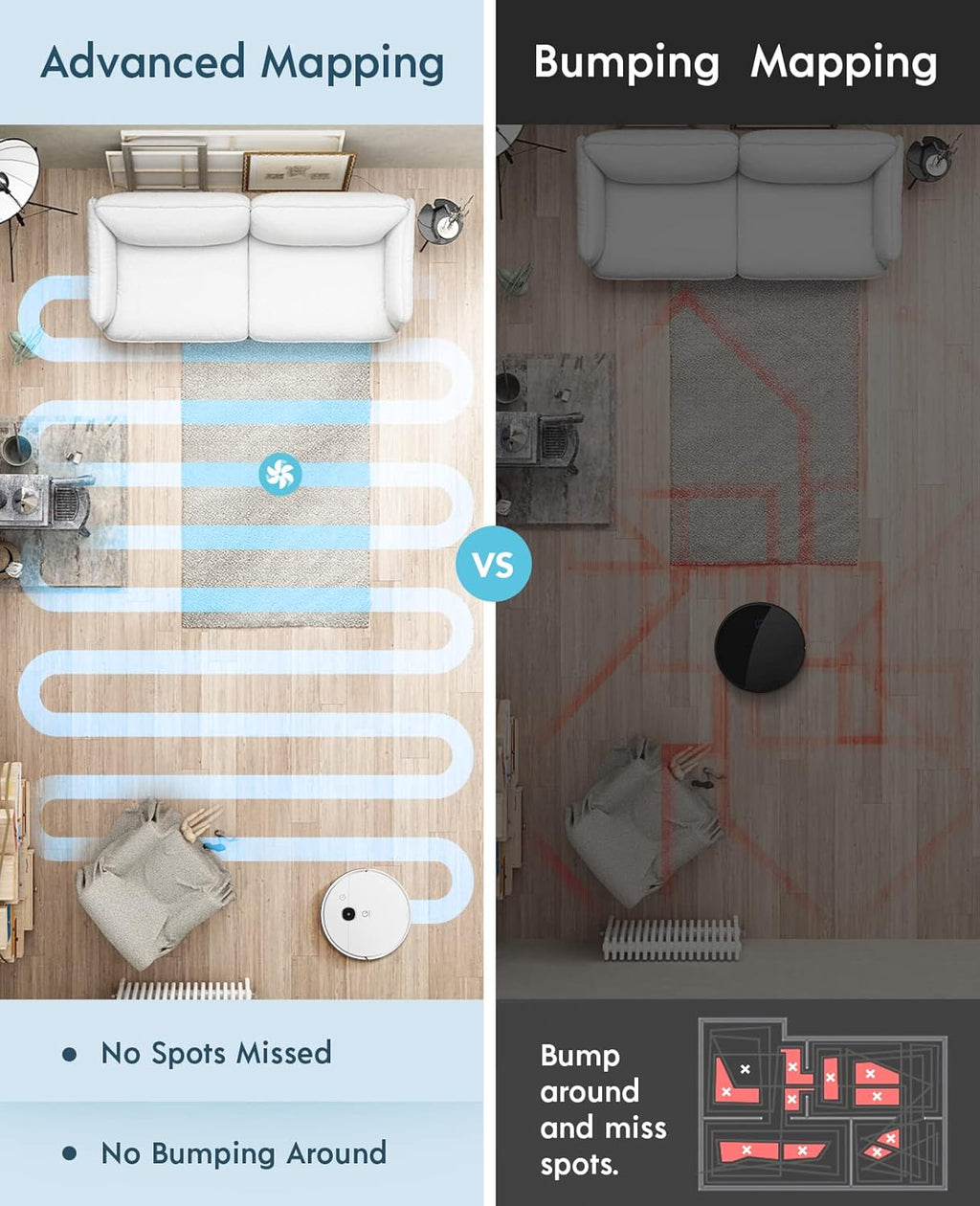 Robot Vacuum, 3000Pa Suction, Carpet Detection, Smart Visual Mapping, 110mins Runtime Q211