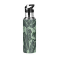 Tropical Green Leaves Stainless Steel Insulated Water Bottle with Straw Lid U5888