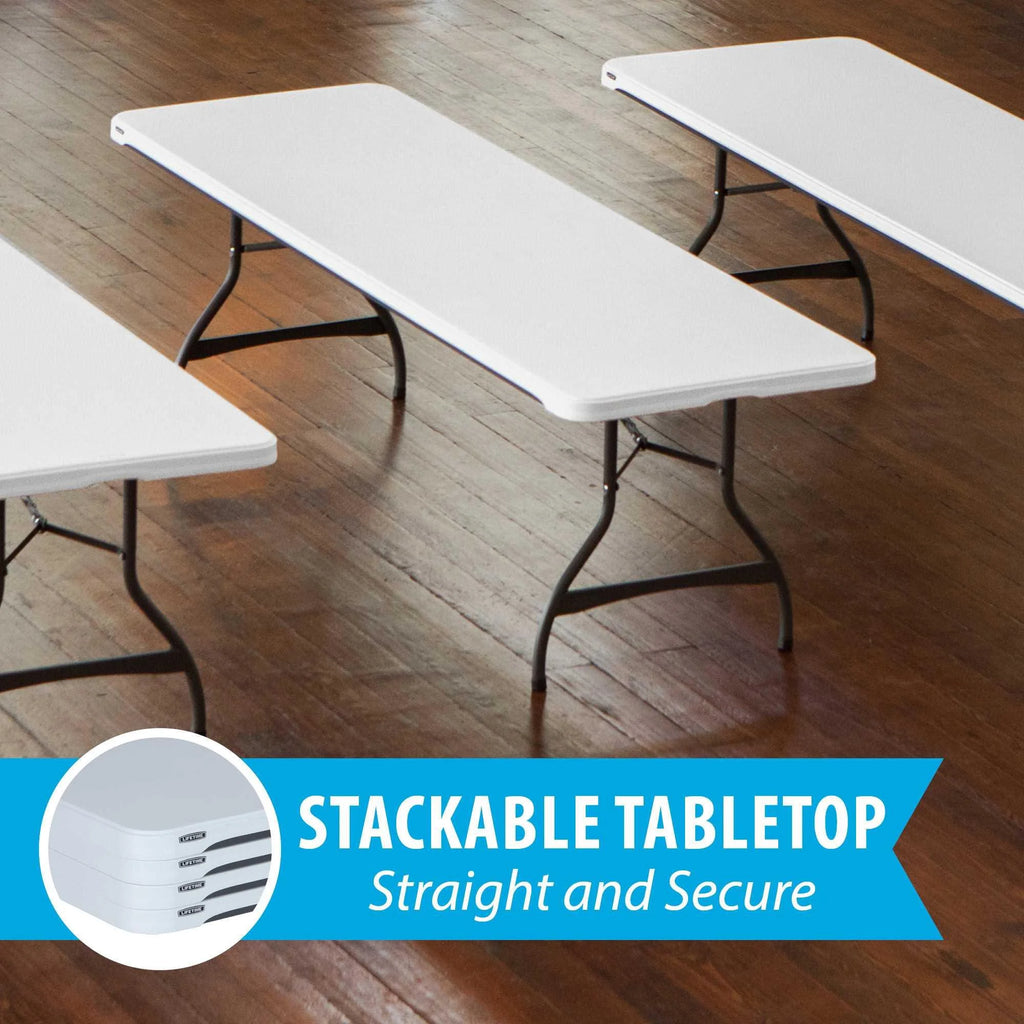 White Granite 8 Foot Rectangle Folding Table D2164