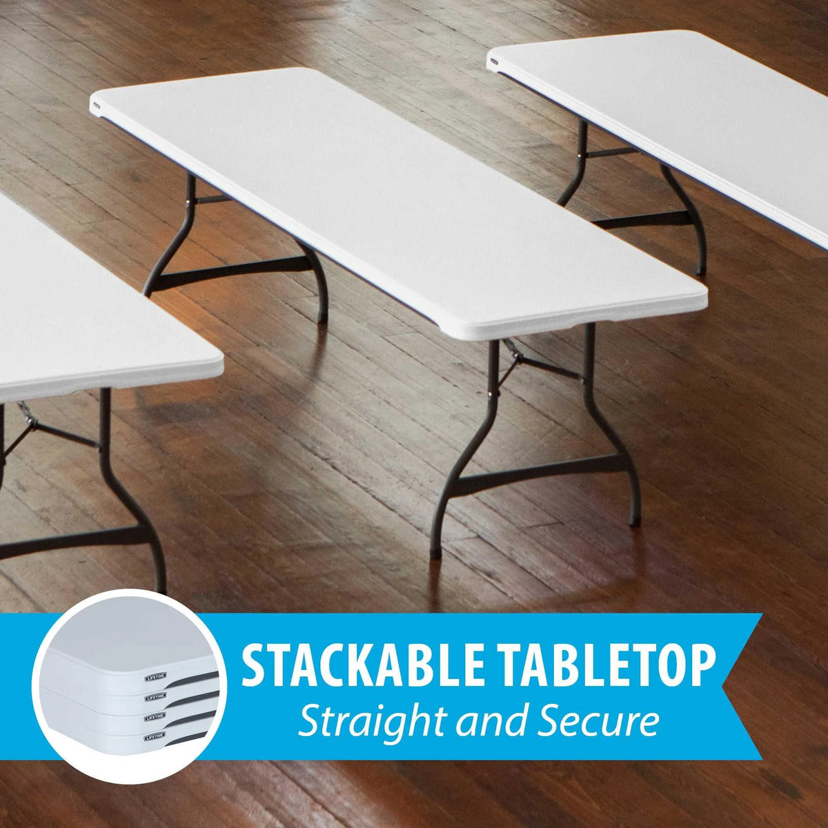 White Granite 8 Foot Rectangle Folding Table D2164