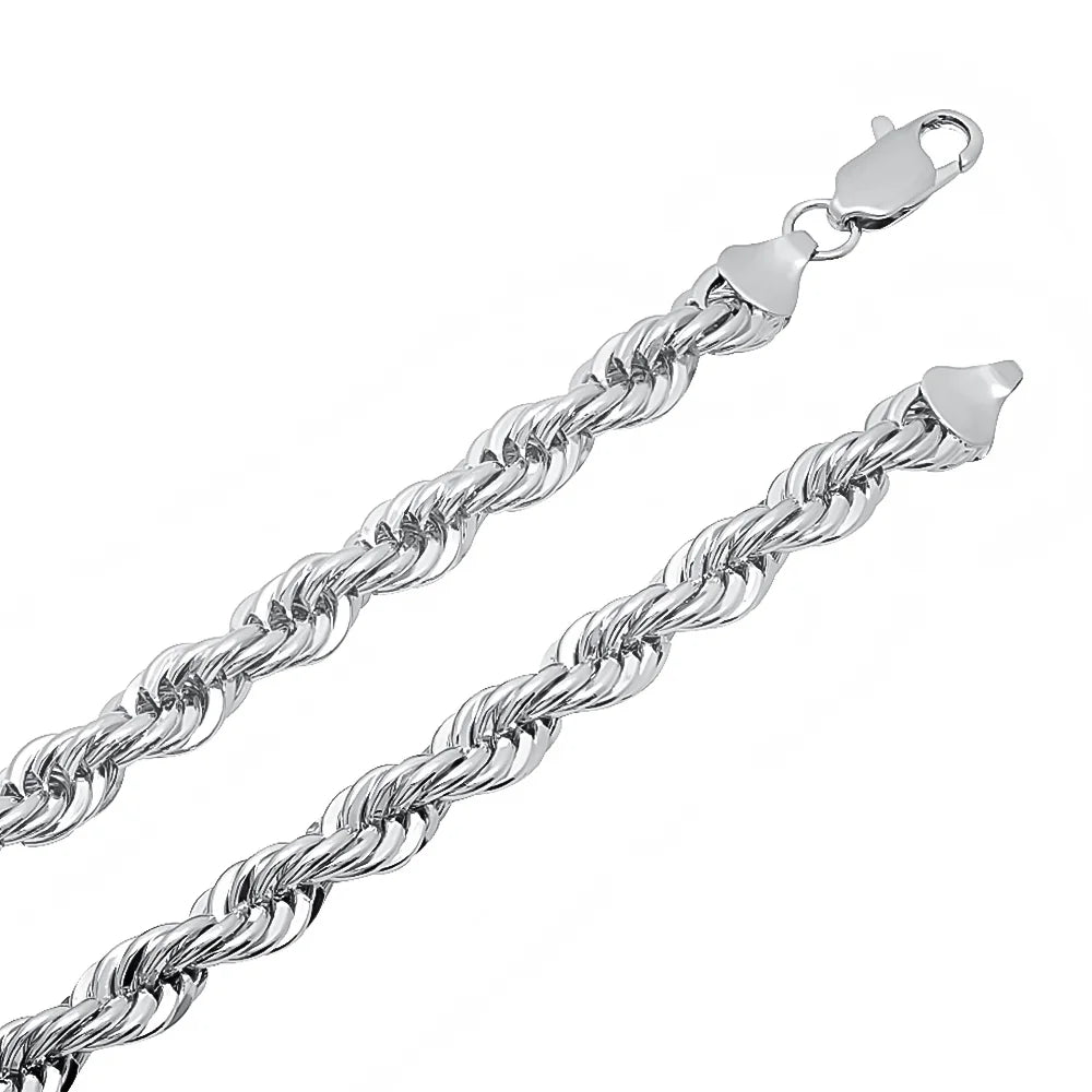 Rhodium Plated Twisted Rope Chain Necklace, 36 inches Y2025