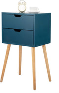 Set of 2 White & Walnut Wood Nightstand End Table J653804