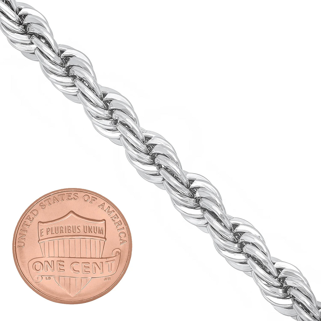 Rhodium Plated Twisted Rope Chain Necklace, 36 inches Y2025