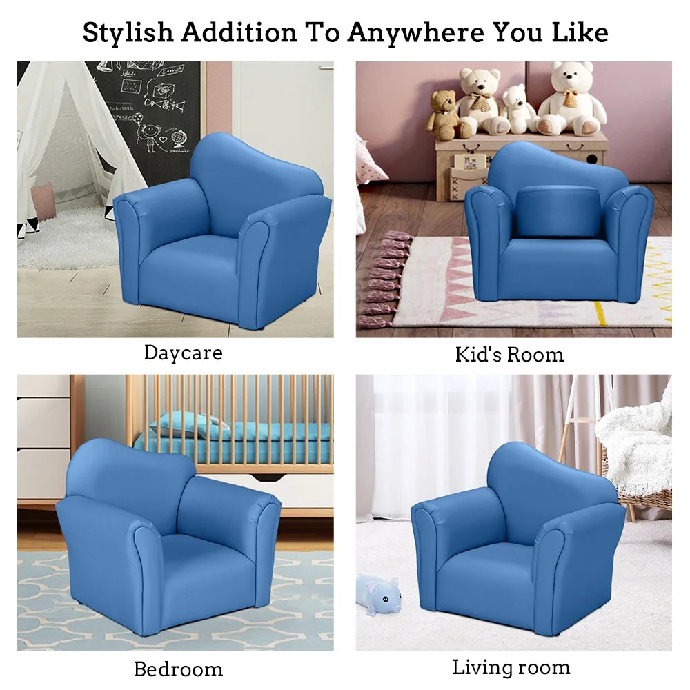 Kids Sofa with Ottoman PVC Leather Toddler Chair E5705