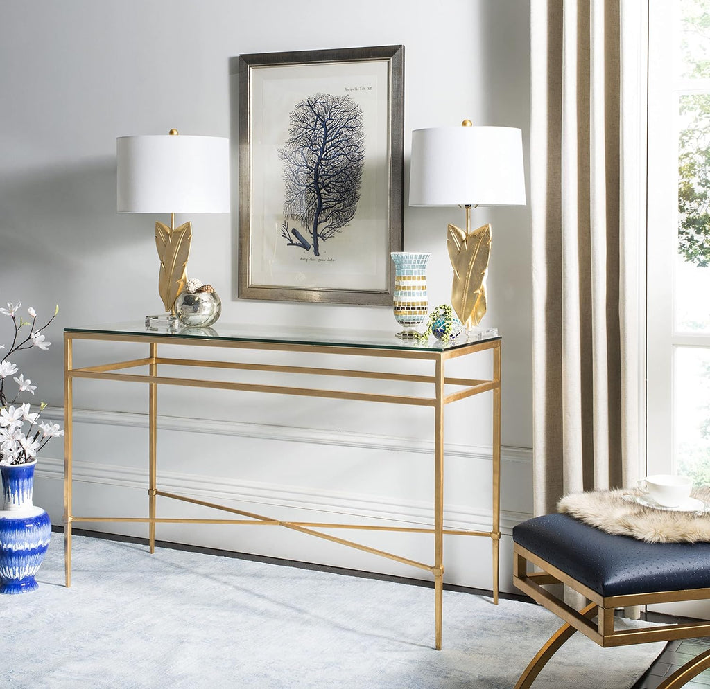 Antique Gold Glass Console Table J623