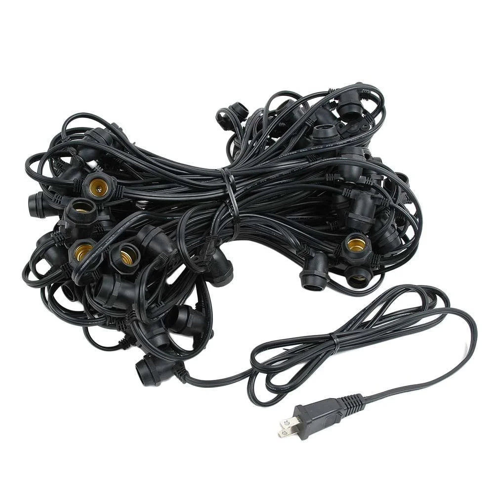 25' Clear Incandescent G50 Globe String Lights, Black Wire, 25 Sockets P299