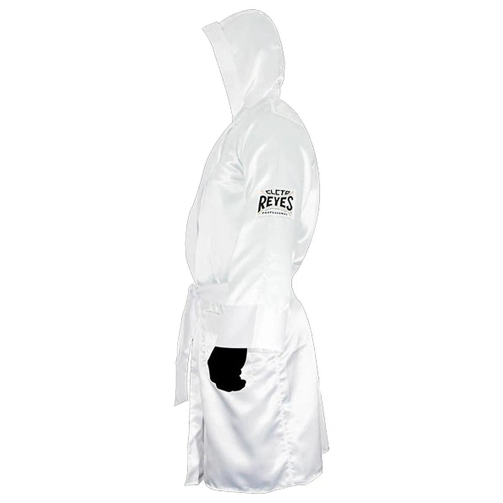 White Satin Boxing Robe with Hood I6942