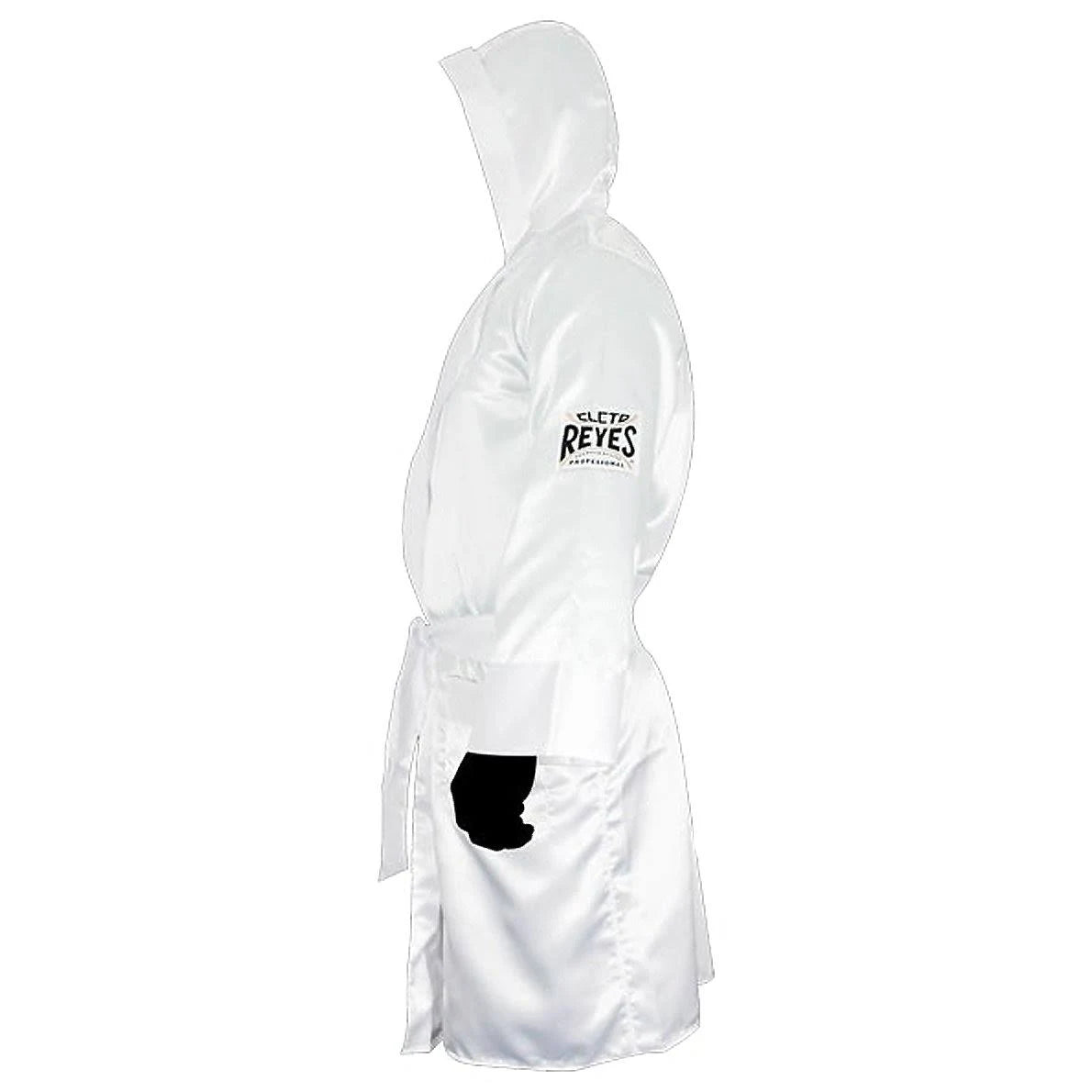 White Satin Boxing Robe with Hood I6942
