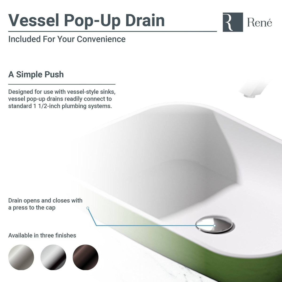 Square Vessel Sink with Brushed Nickel Pop-Up Drain X84293