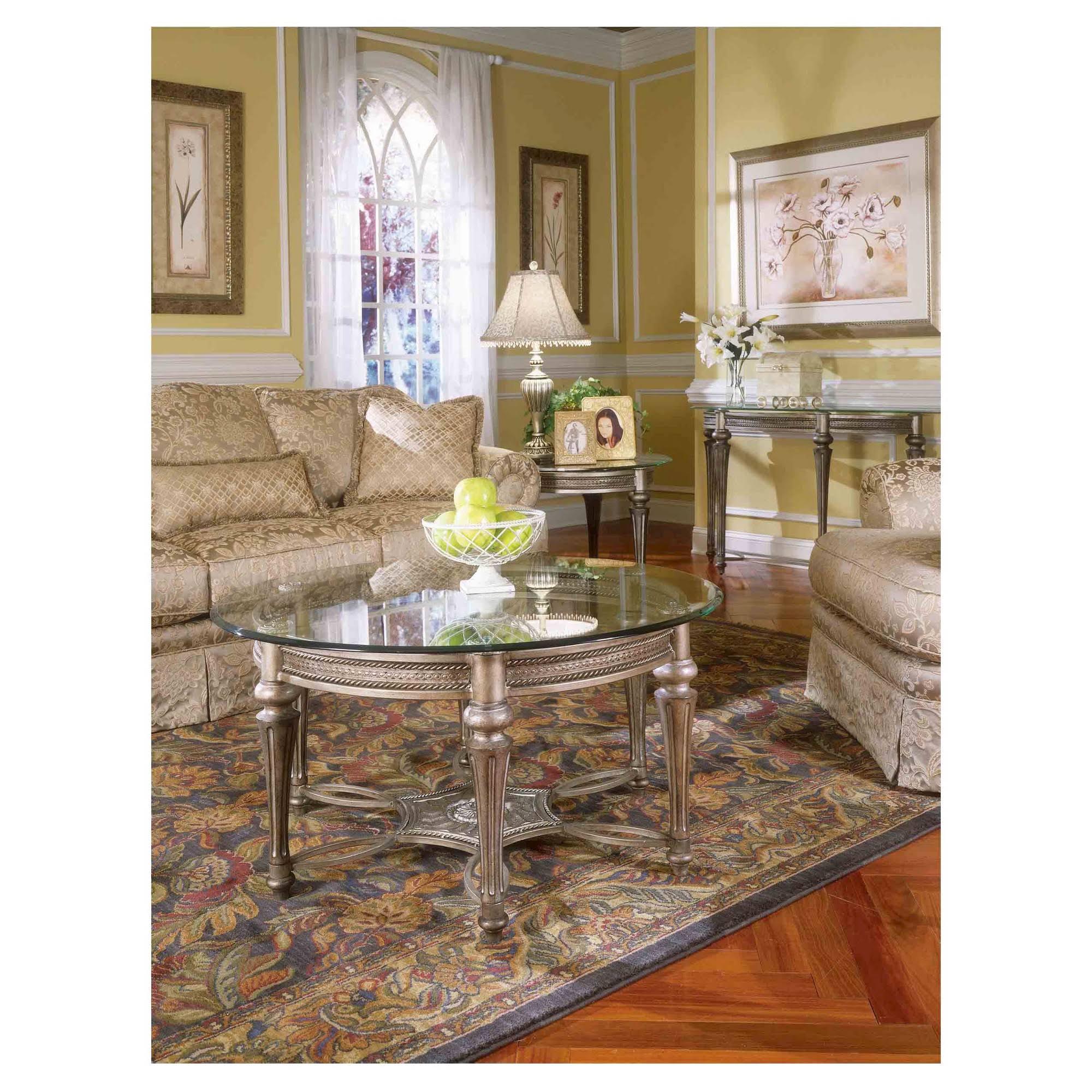 Round End Table with Glass Top S6502