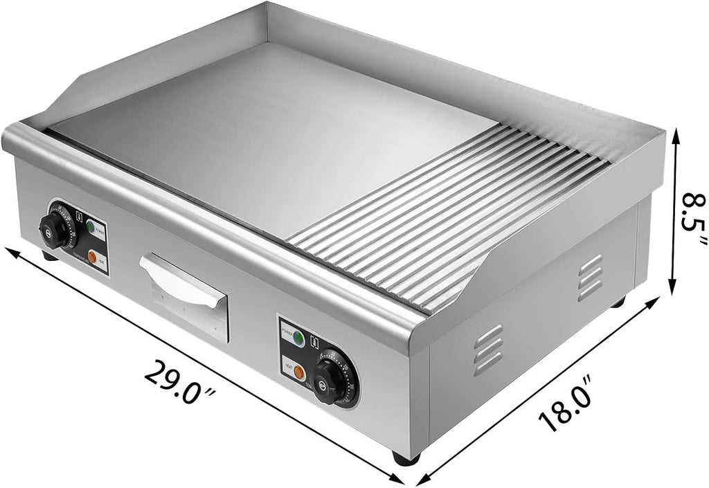 29" Commercial Electric Griddle, Countertop Flat Top Griddle, Non-Stick Stainless Steel Grill W274