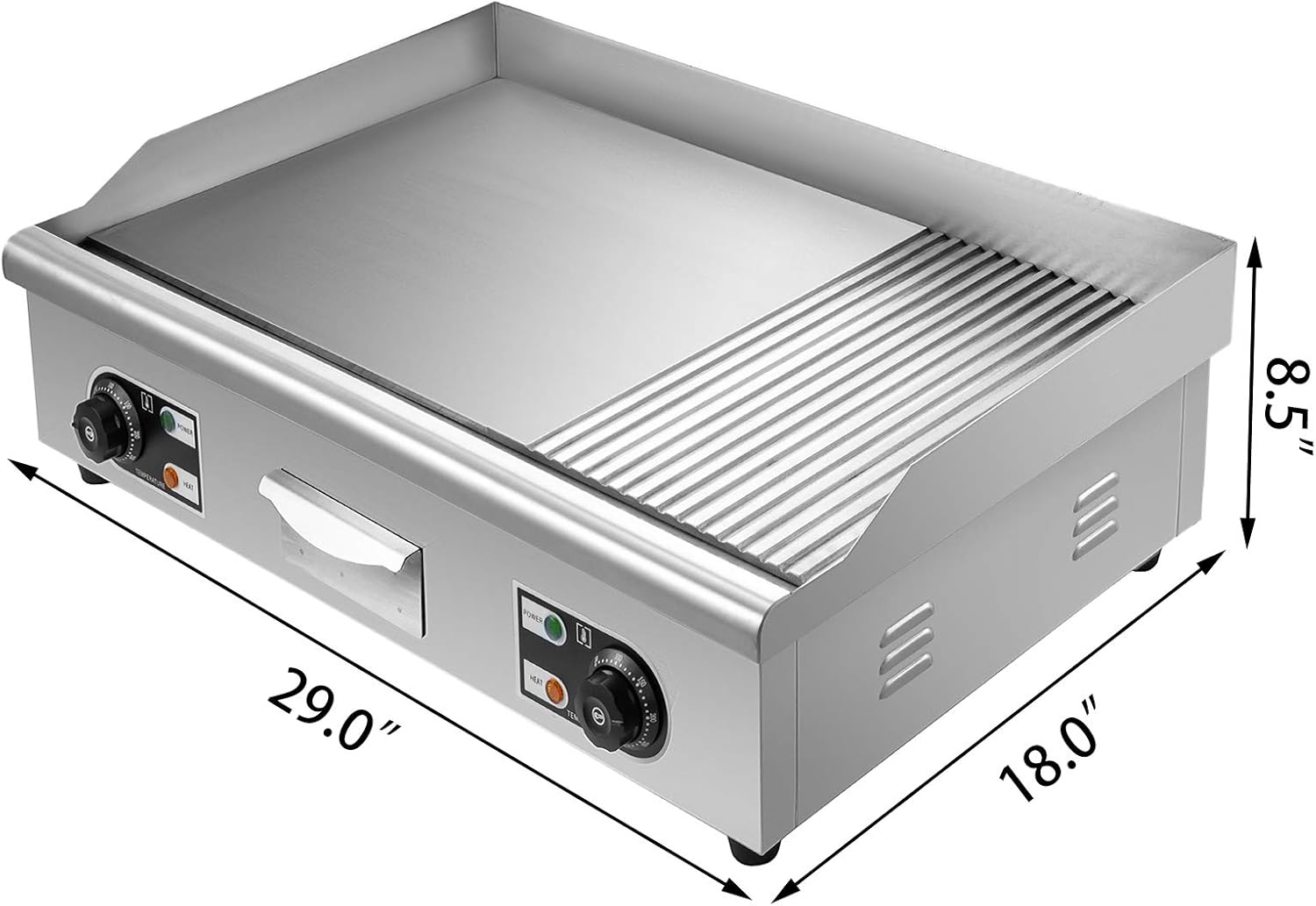 29" Commercial Electric Griddle, Countertop Flat Top Griddle, Non-Stick Stainless Steel Grill W274