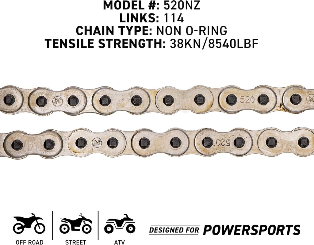 Drive Sprocket Chain Combo Front 13 Rear 48 Tooth 520NZ Standard 114 Links Pack of 2 C110