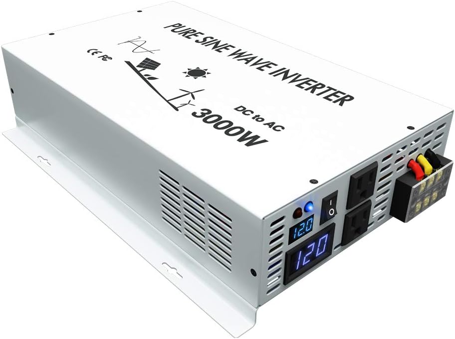 3500W Pure Sine Wave Power Inverter DC 48V to 110V 120V AC with Dual Outlets G361