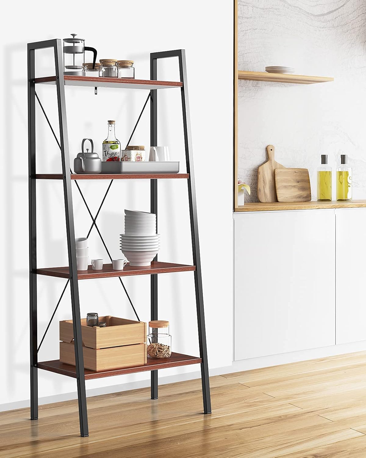 4-Tier Industrial Ladder Bookcase R7670