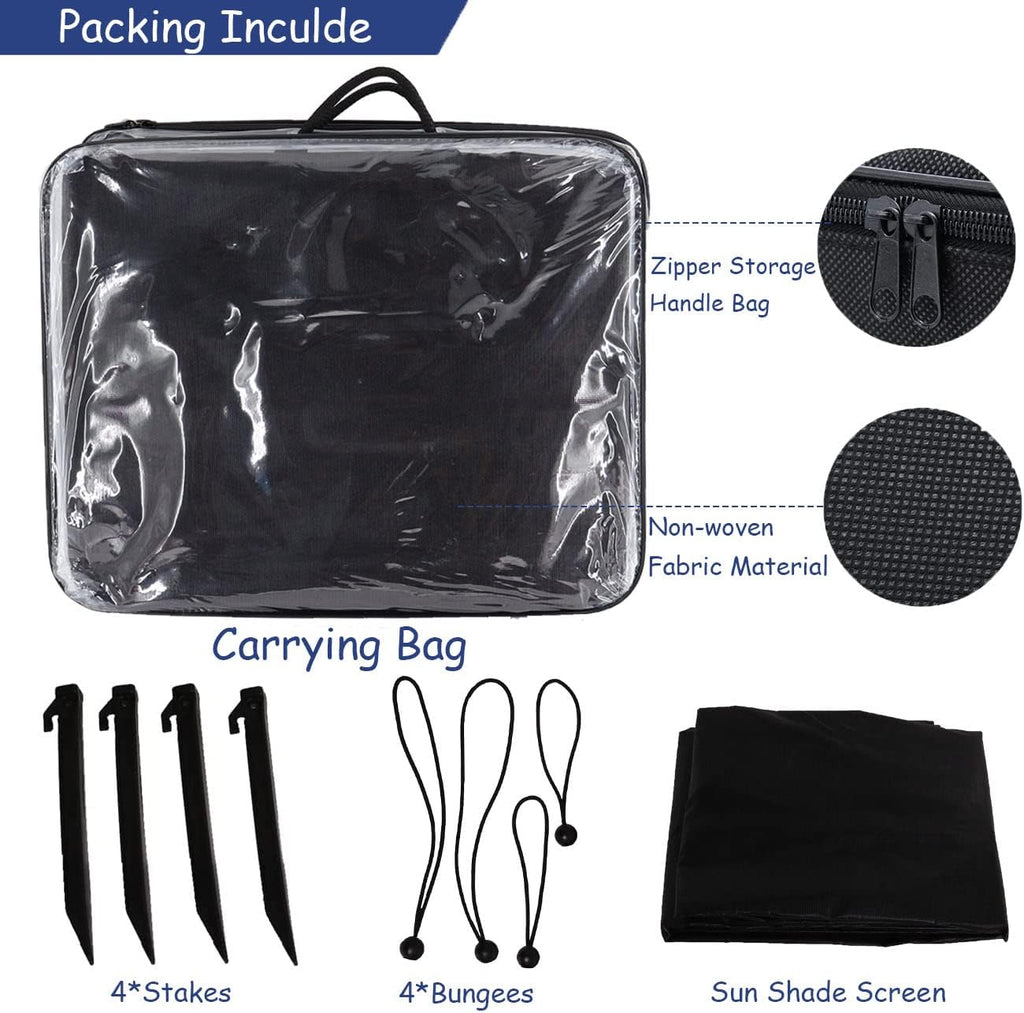 15'X8' Black Mesh RV Awning Shade Screen with Zipper I756