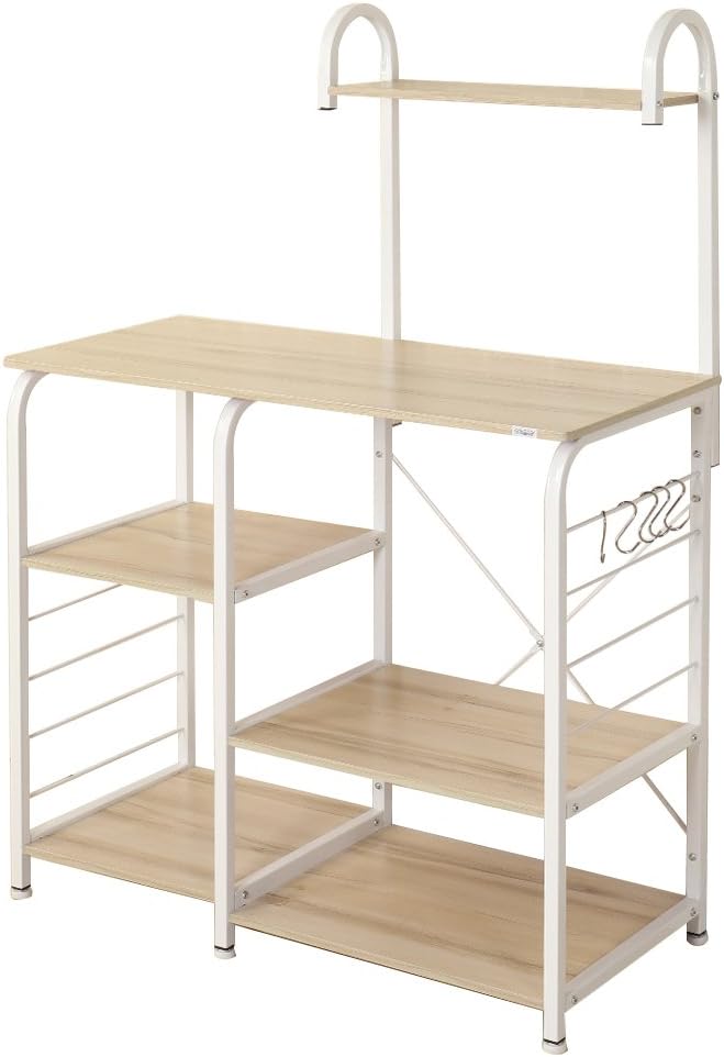 White Oak 4-Tier Kitchen Baker's Rack Utility Microwave Oven Stand Storage Cart Workstation Shelf W85679