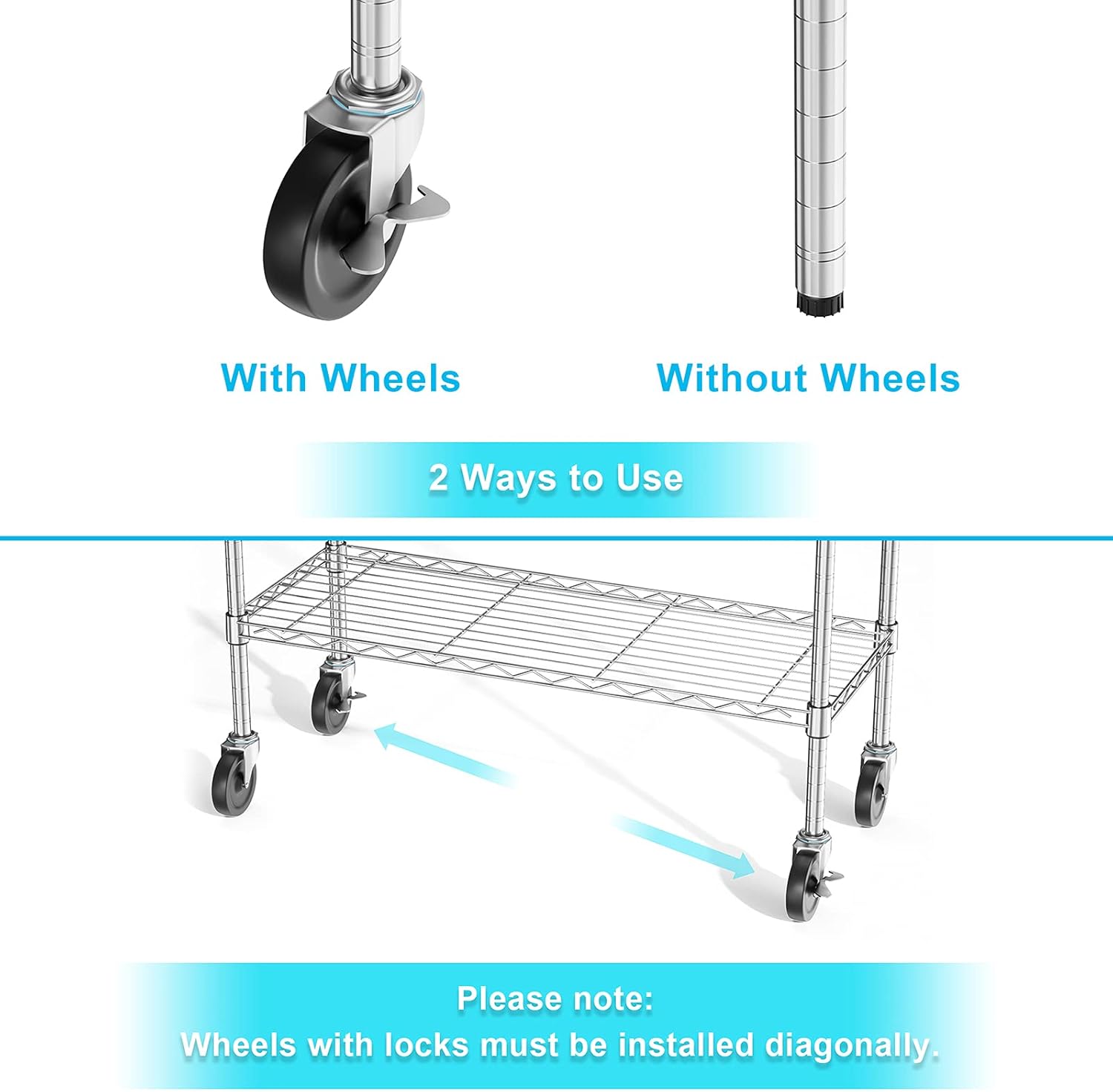 Chrome 5 Tier Rolling Metal Utility Cart A503027