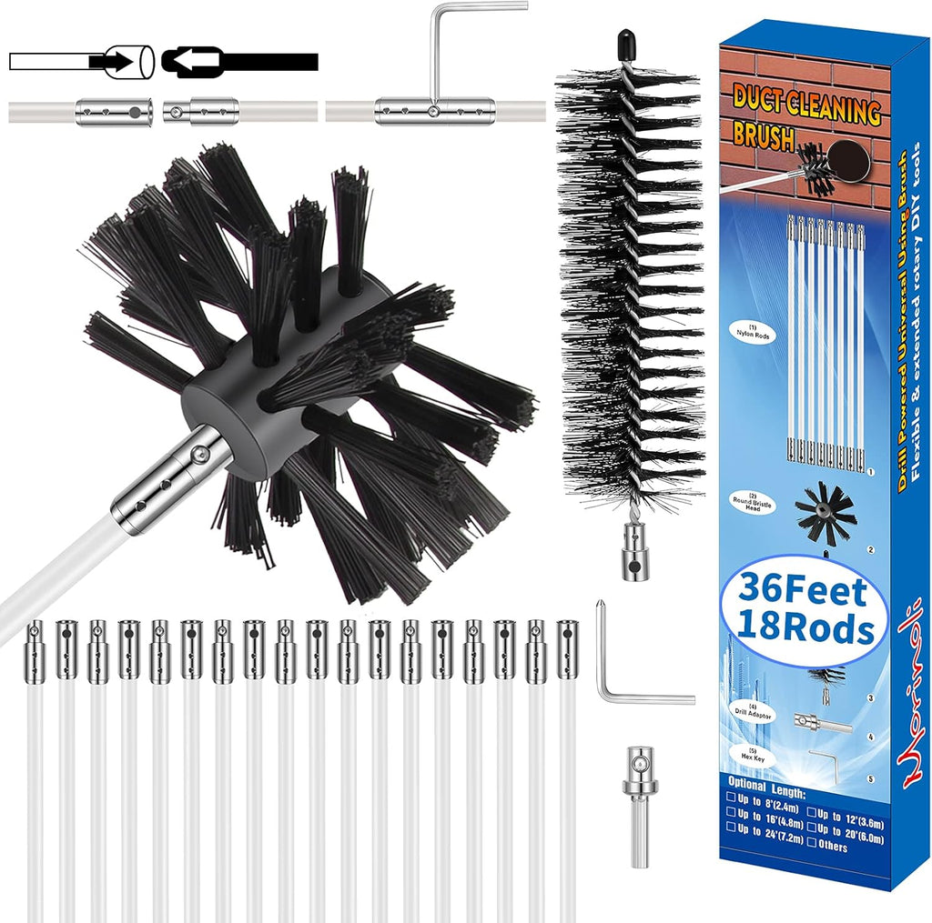 36 Feet Dryer Vent Cleaning Kit with Drill Attachment J2291