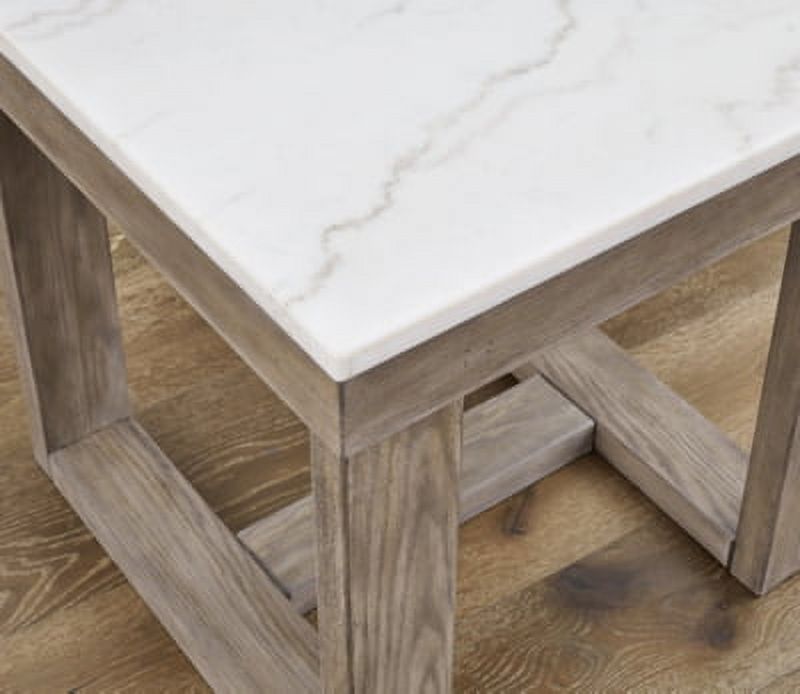 White Marble Top Casual End Table N279
