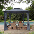 10x10 Ft Outdoor Patio Gazebo Canopy With Curtains, Gray S3753